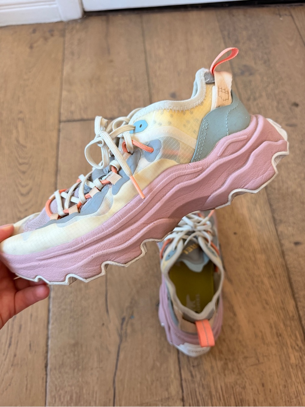 Chunky Pastel Platform Sneakers in Pink, Blue & Cream